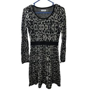 Calvin Klein Black and Cream Midi Dress